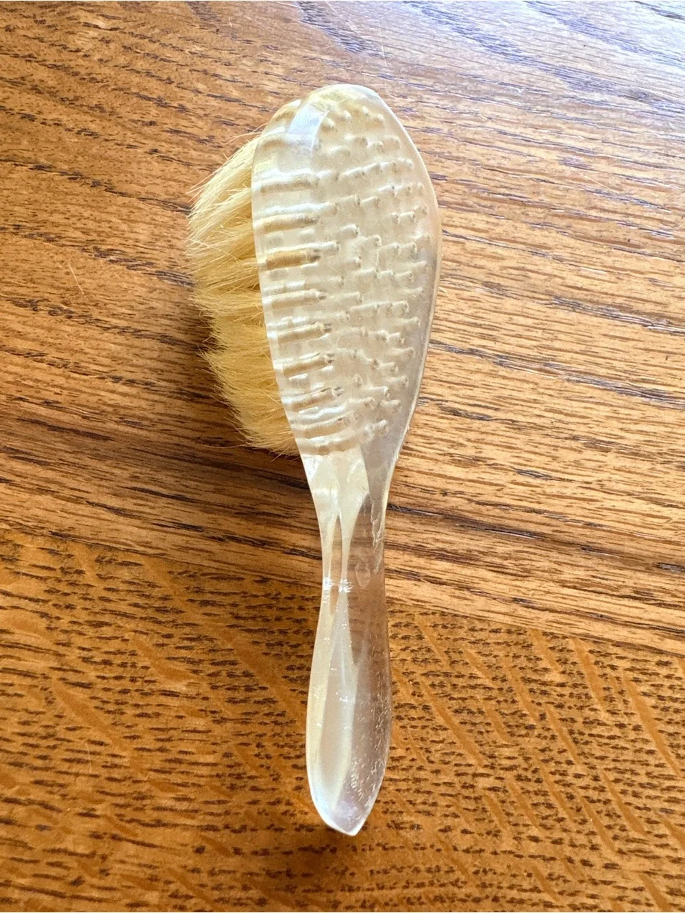 Translucent Lucite Handle baby hair Brush with Soft Blonde Bristles